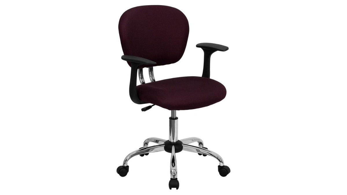 Skyline Decor Mesh Padded Swivel Task Office Chair: Chrome Base Burgundy