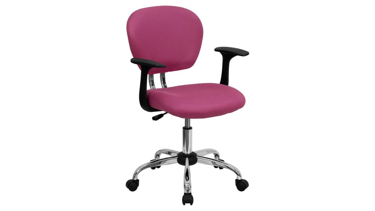 Skyline Decor Mesh Padded Swivel Task Office Chair: Chrome Base Pink