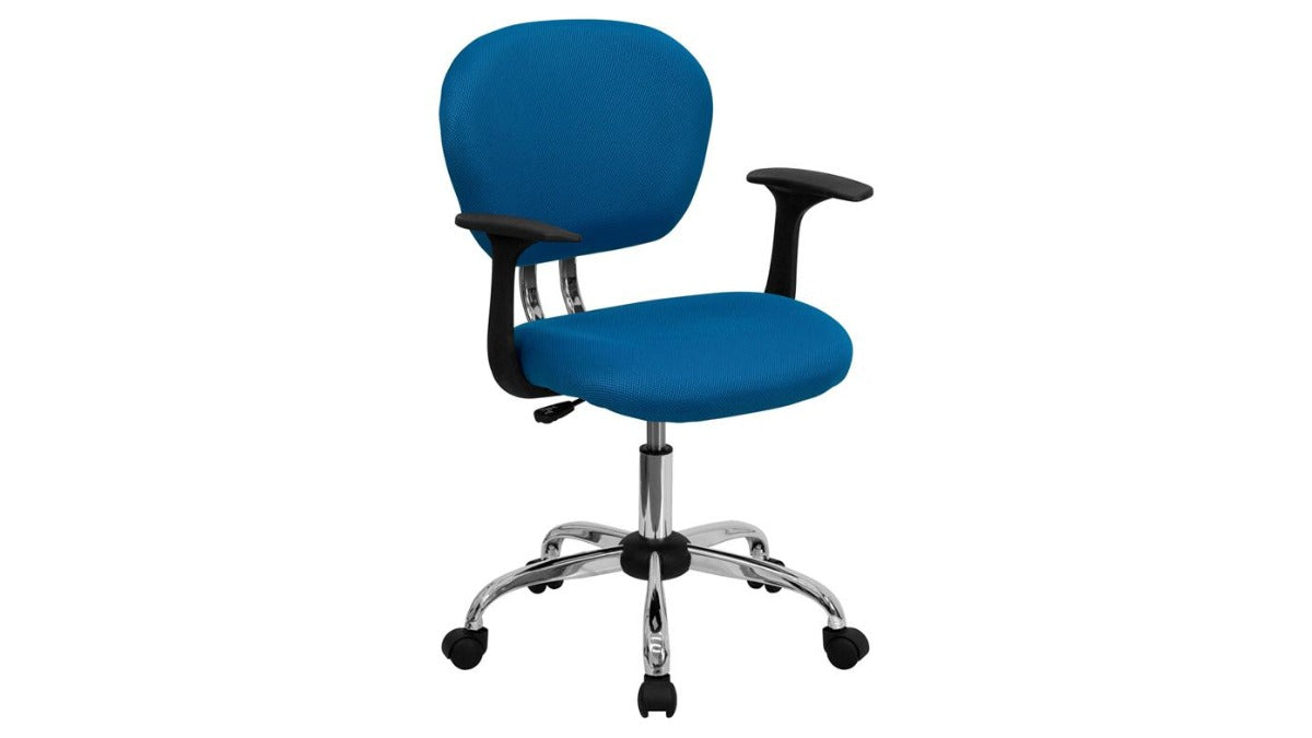 Skyline Decor Mesh Padded Swivel Task Office Chair: Chrome Base Turquoise