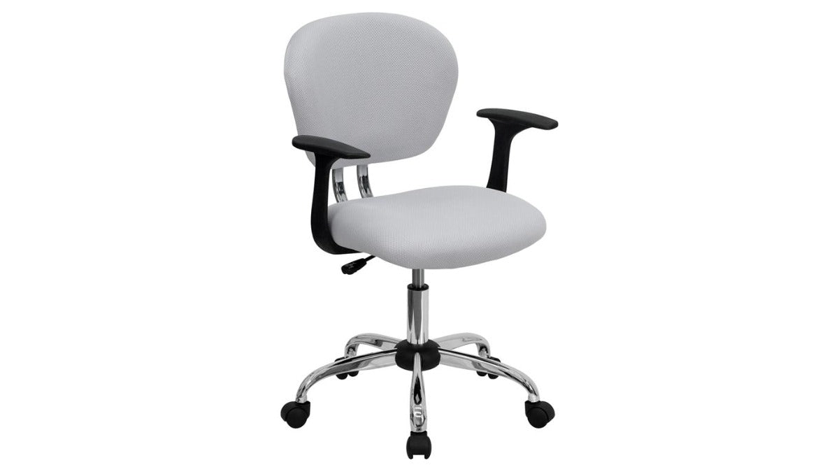 Skyline Decor Mesh Padded Swivel Task Office Chair: Chrome Base White