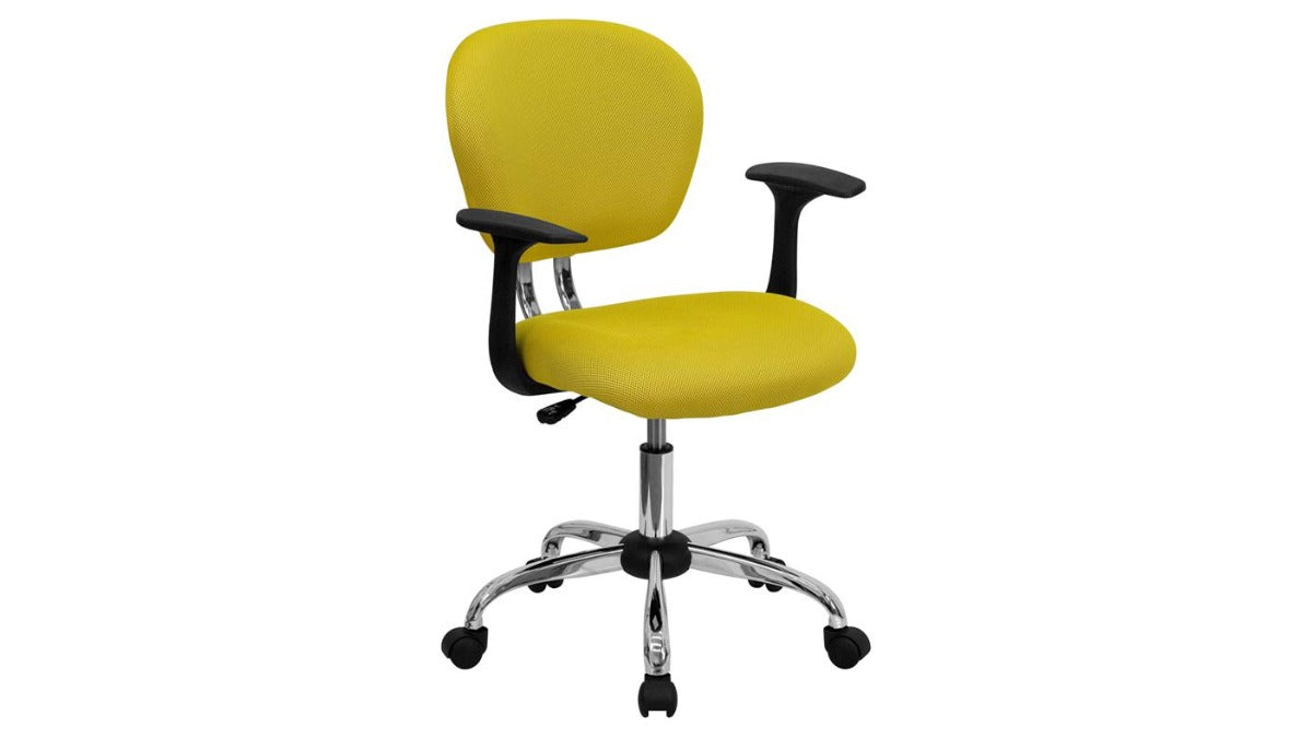 Skyline Decor Mesh Padded Swivel Task Office Chair: Chrome Base Yellow