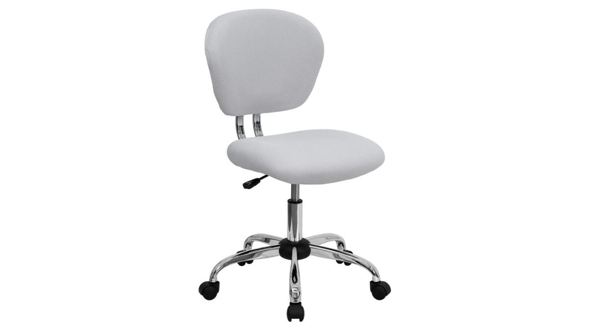 Skyline Decor White Mesh: Swivel Task Office Chair with Chrome Base White