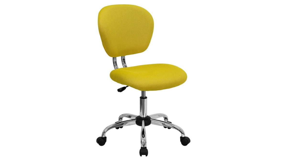 Skyline Decor White Mesh: Swivel Task Office Chair with Chrome Base Yellow