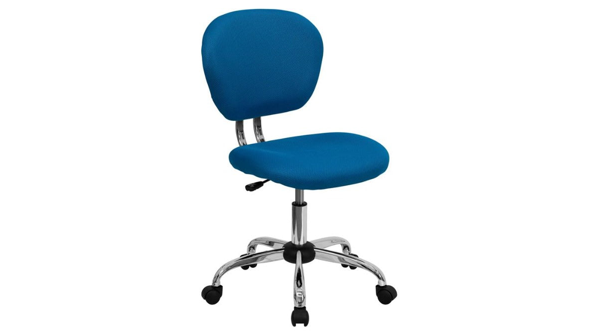 Skyline Decor White Mesh: Swivel Task Office Chair with Chrome Base Turquoise Pink