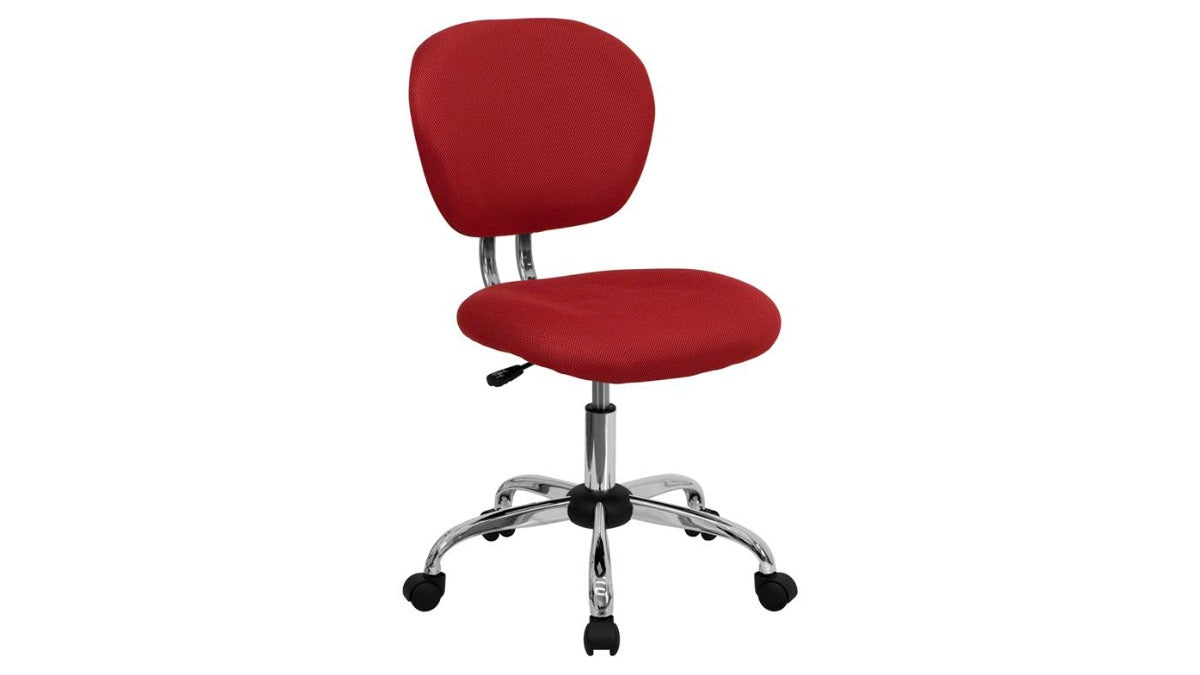 Skyline Decor White Mesh: Swivel Task Office Chair with Chrome Base Red