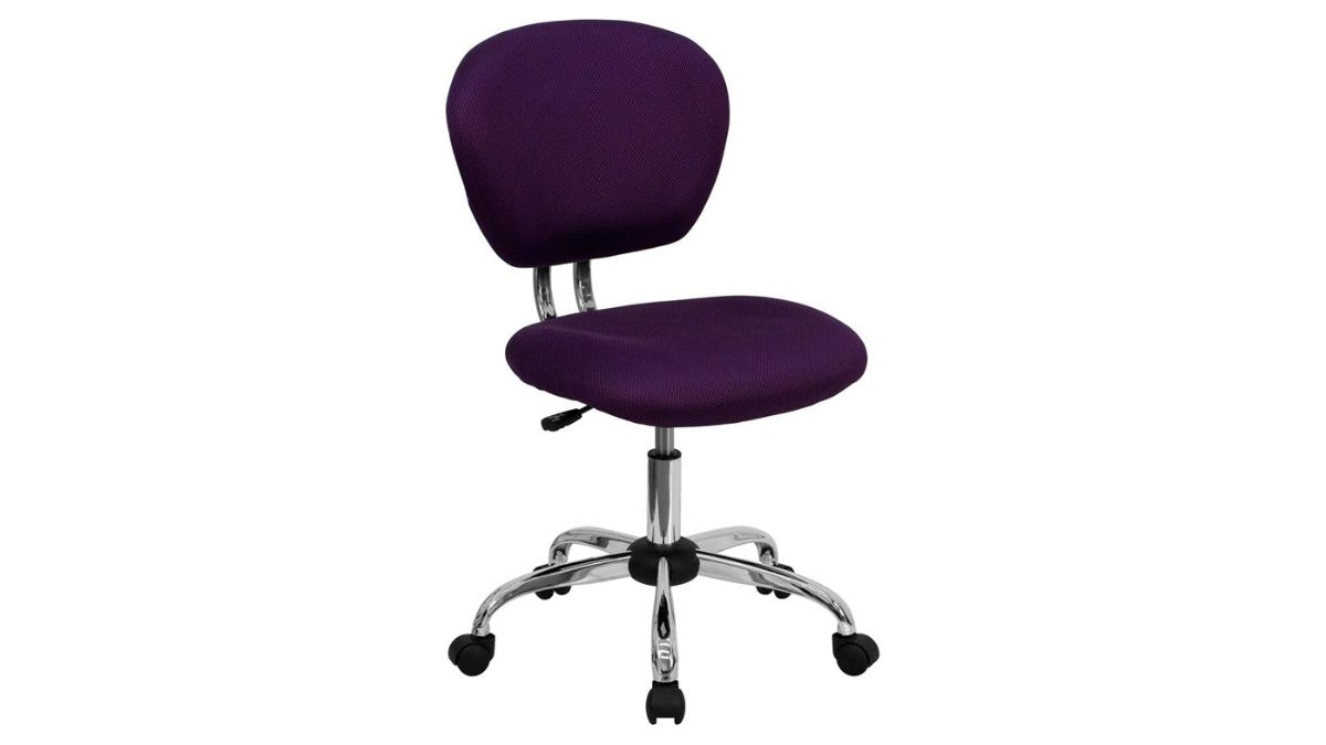 Skyline Decor White Mesh: Swivel Task Office Chair with Chrome Base Purple