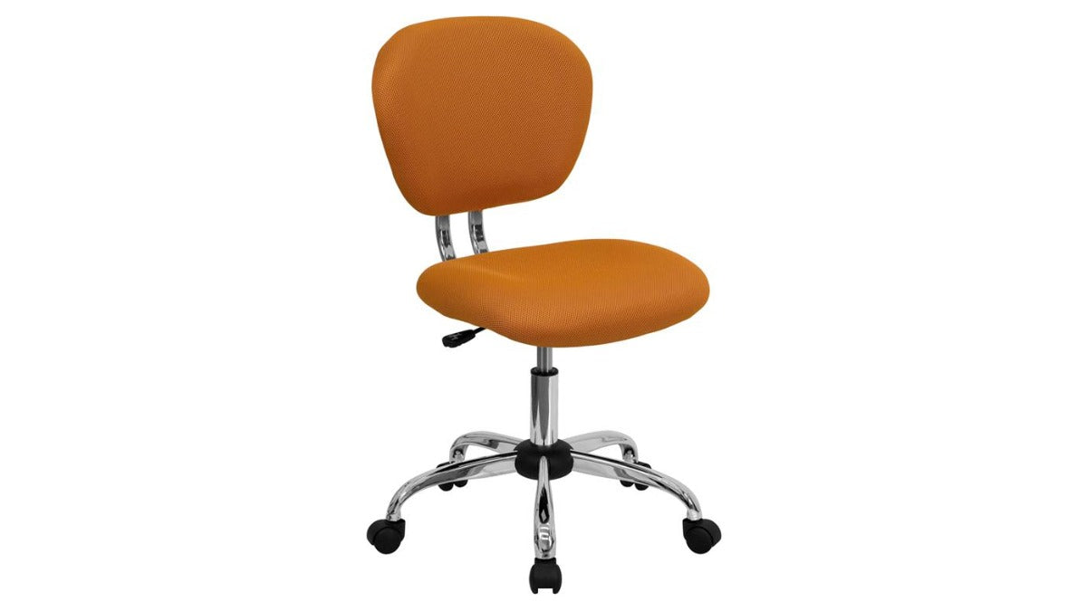 Skyline Decor White Mesh: Swivel Task Office Chair with Chrome Base Orange