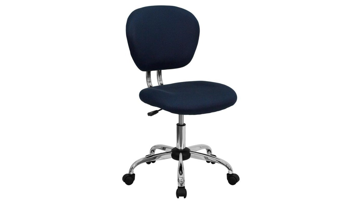 Skyline Decor White Mesh: Swivel Task Office Chair with Chrome Base Navy