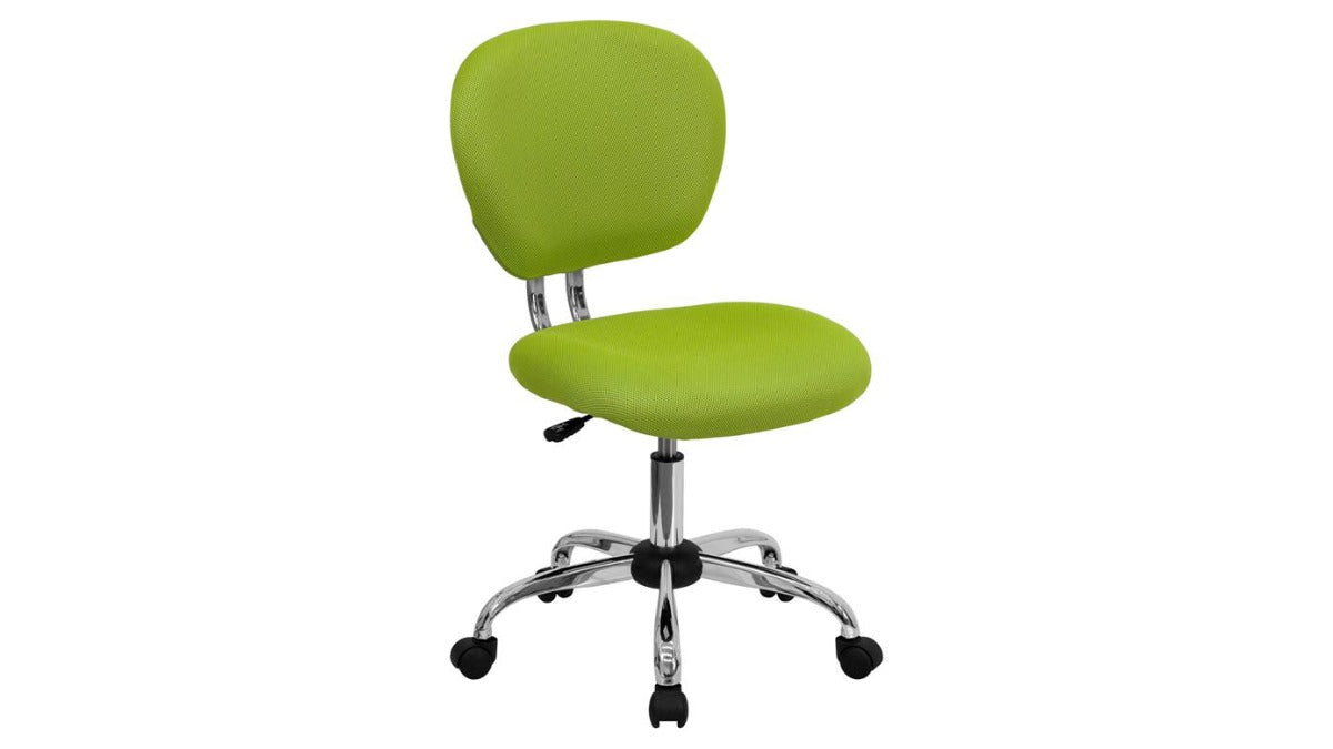 Skyline Decor White Mesh: Swivel Task Office Chair with Chrome Base Apple Green