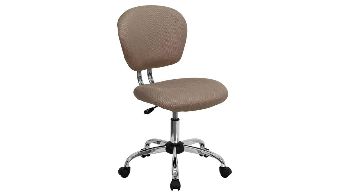 Skyline Decor White Mesh: Swivel Task Office Chair with Chrome Base Coffee Brown