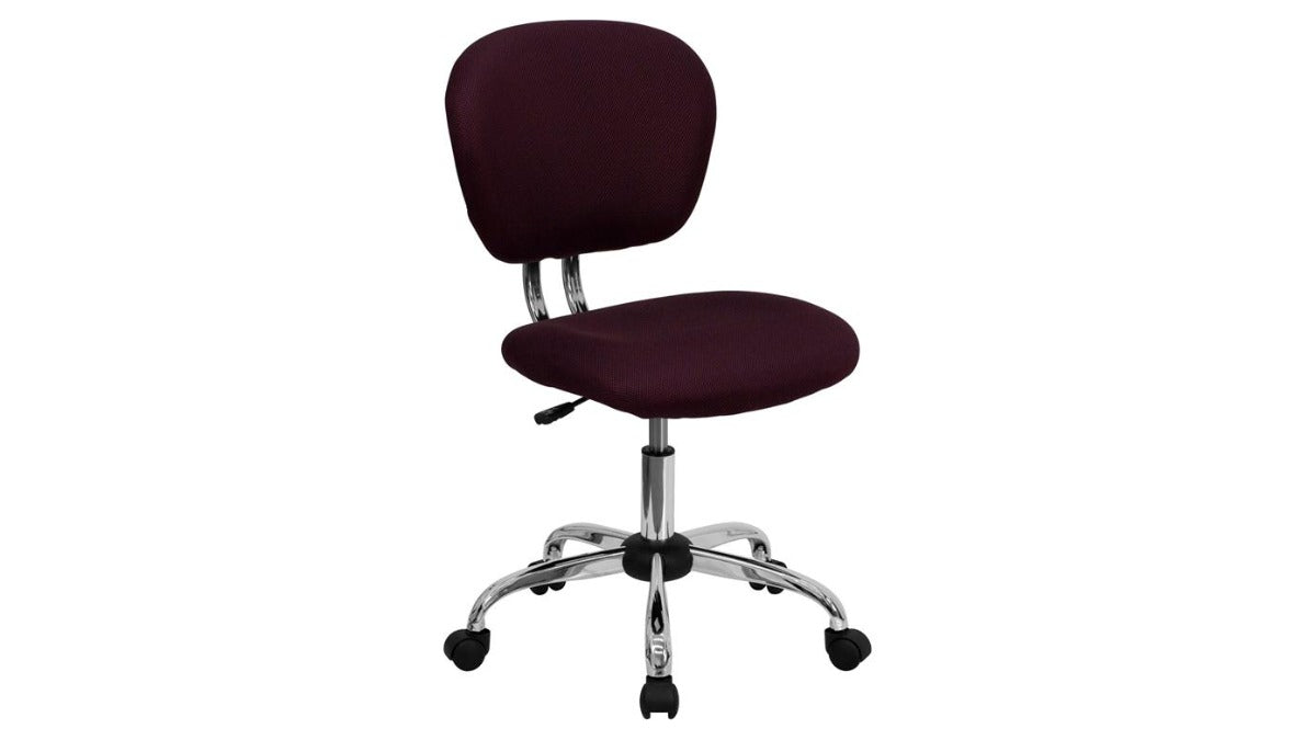 Skyline Decor White Mesh: Swivel Task Office Chair with Chrome Base Burgundy
