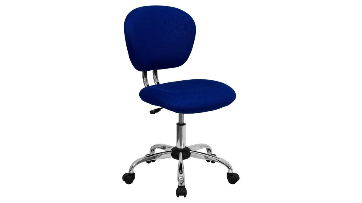 Skyline Decor White Mesh: Swivel Task Office Chair with Chrome Base Blue