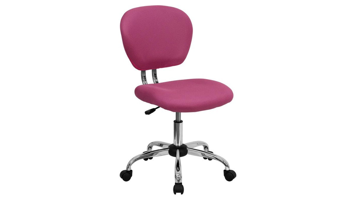 Skyline Decor White Mesh: Swivel Task Office Chair with Chrome Base Pink