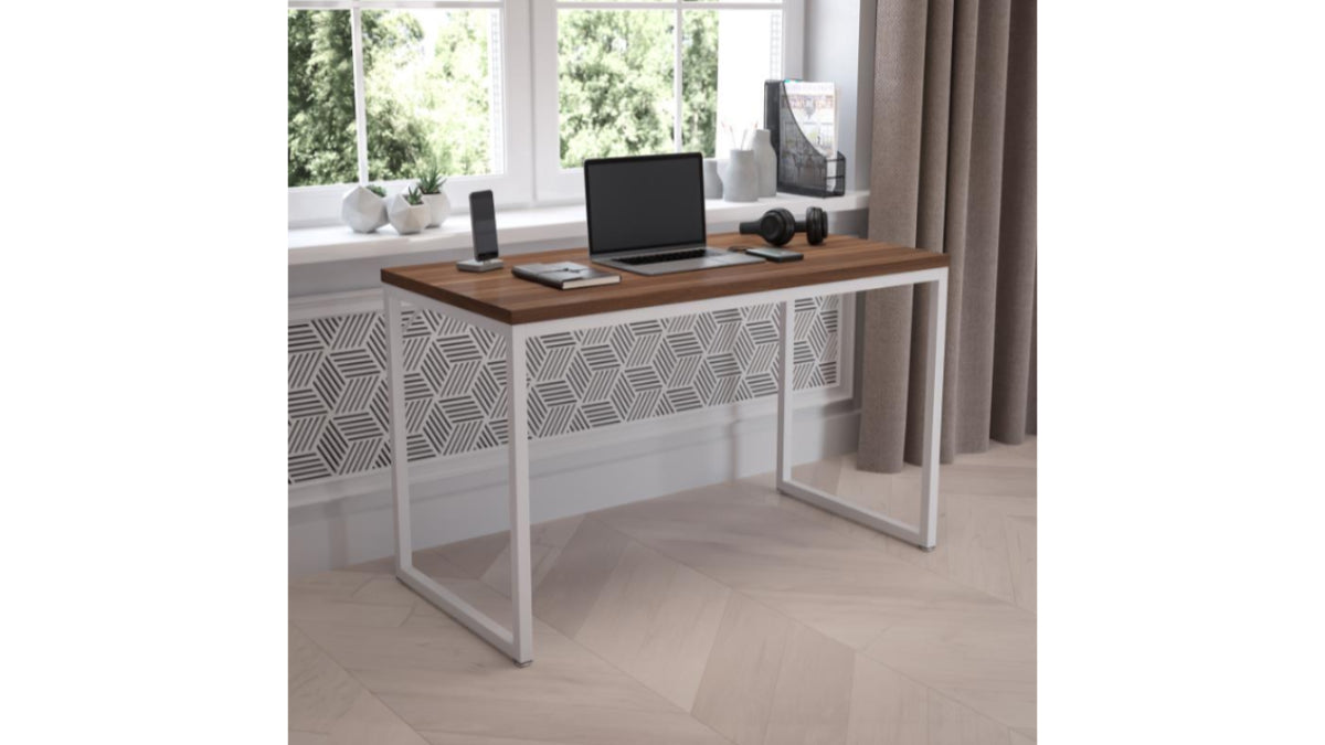 Skyline Decor Industrial Modern Desk Walnut White