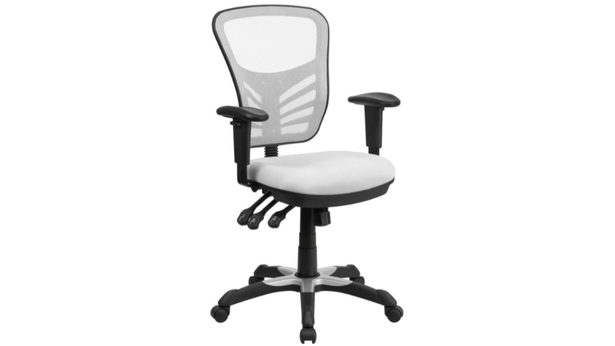 Skyline Decor Mid-Back Swivel Office Chair: Adjustable Arms White
