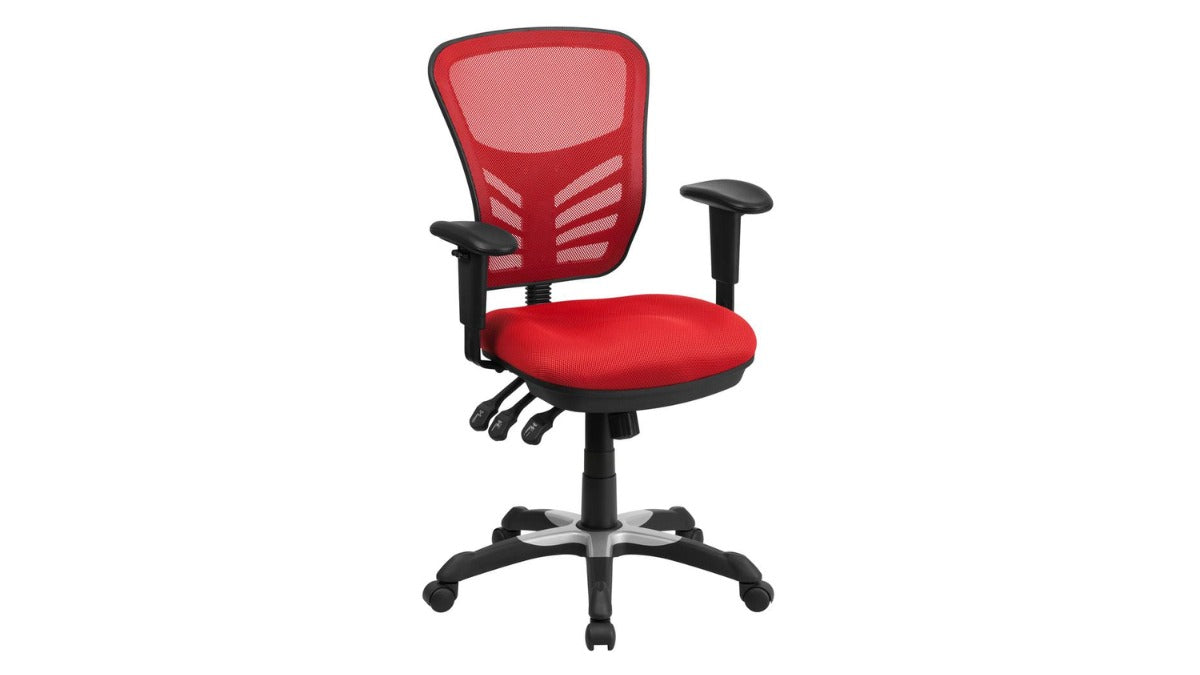 Skyline Decor Mid-Back Swivel Office Chair: Adjustable Arms Red