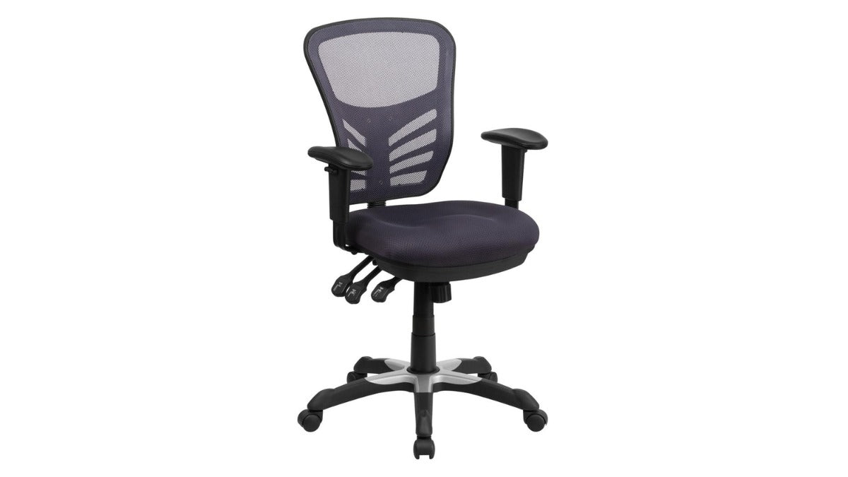 Skyline Decor Mid-Back Swivel Office Chair: Adjustable Arms Dark Gray