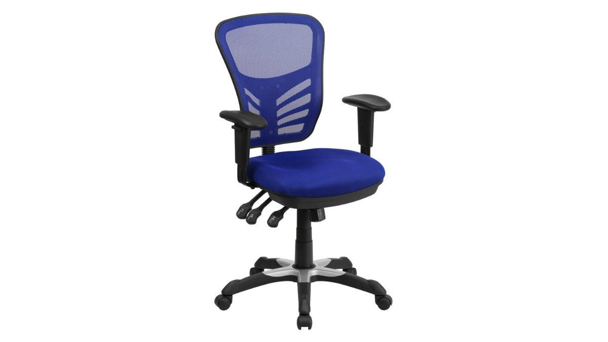 Skyline Decor Mid-Back Swivel Office Chair: Adjustable Arms Blue