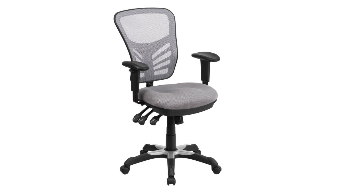 Skyline Decor Mid-Back Swivel Office Chair: Adjustable Arms Gray