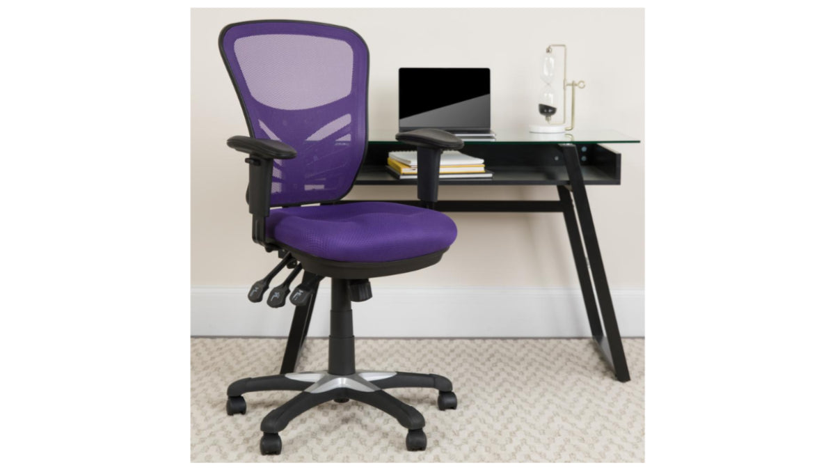 Skyline Decor Mid-Back Swivel Office Chair: Adjustable Arms Purple