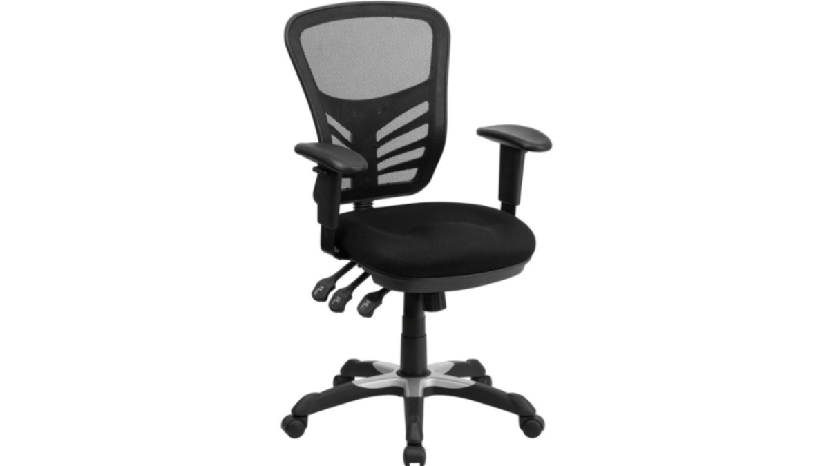 Skyline Decor Mid-Back Swivel Office Chair: Adjustable Arms Black