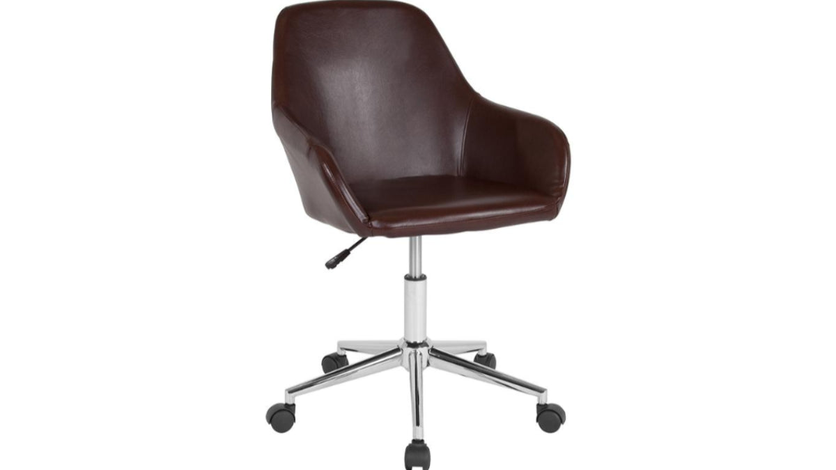Skyline Decor Home and Office Mid-Back Chair: Swivel Seat Brown