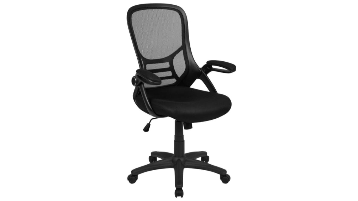 Skyline Decor High Back Office Chair with Black Frame: Flip-up Arms Black
