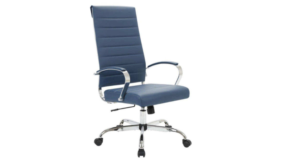 Skyline Decor Benmar High-Back: Leather Office Chair Navy Blue