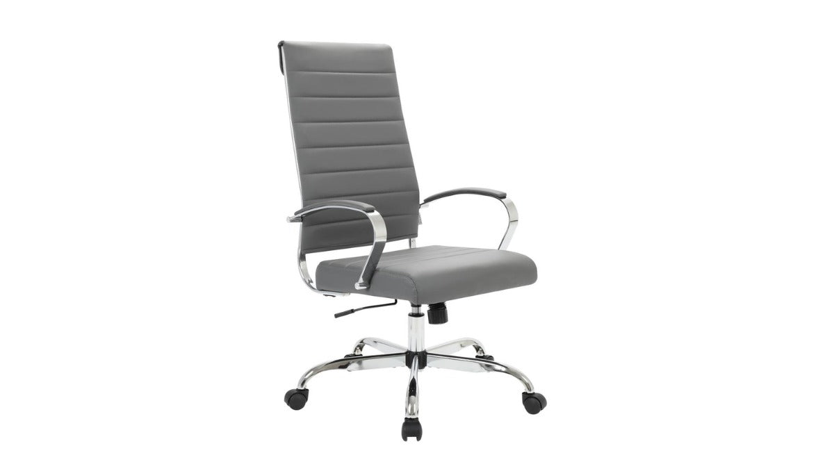 Skyline Decor Benmar High-Back: Leather Office Chair Gray