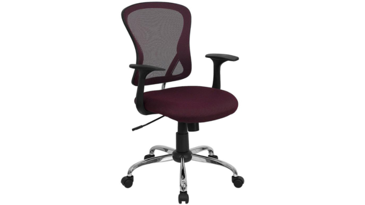 Skyline Decor Mid-Back Mesh Swivel Office Chair Burgundy