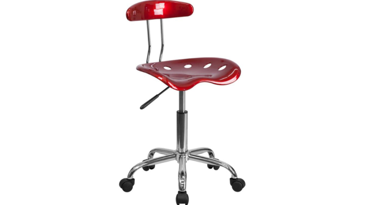 Skyline Decor Chrome Swivel Task Office Chair Red