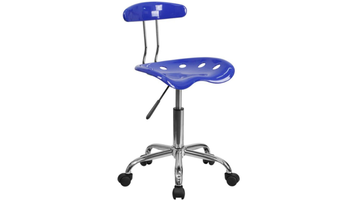 Skyline Decor Chrome Swivel Task Office Chair Blue
