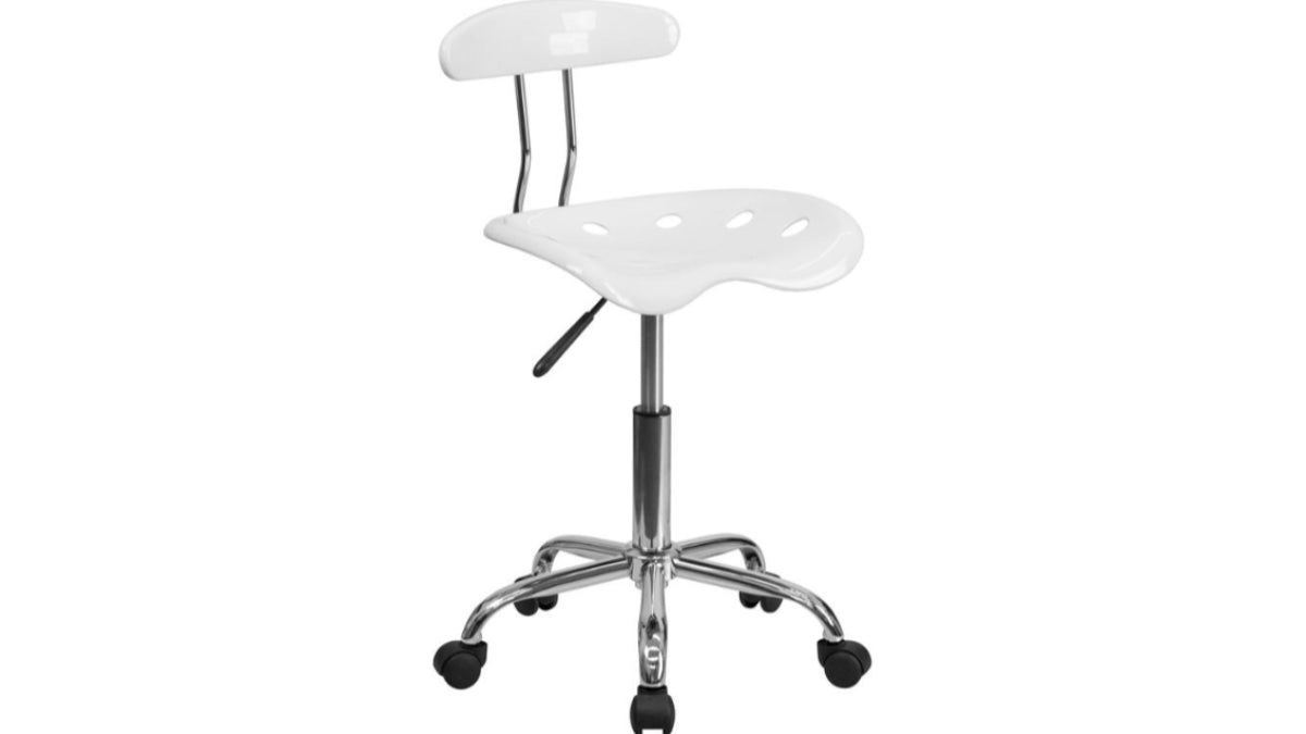 Skyline Decor Chrome Swivel Task Office Chair White