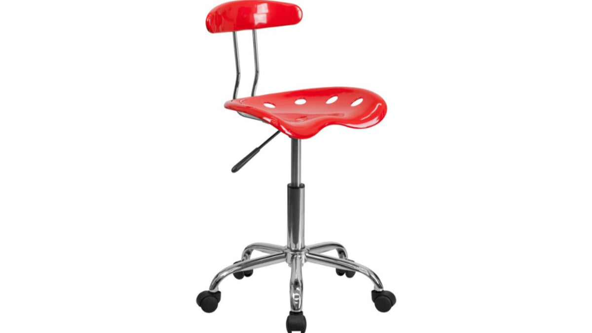 Skyline Decor Chrome Swivel Task Office Chair Vibrant Red