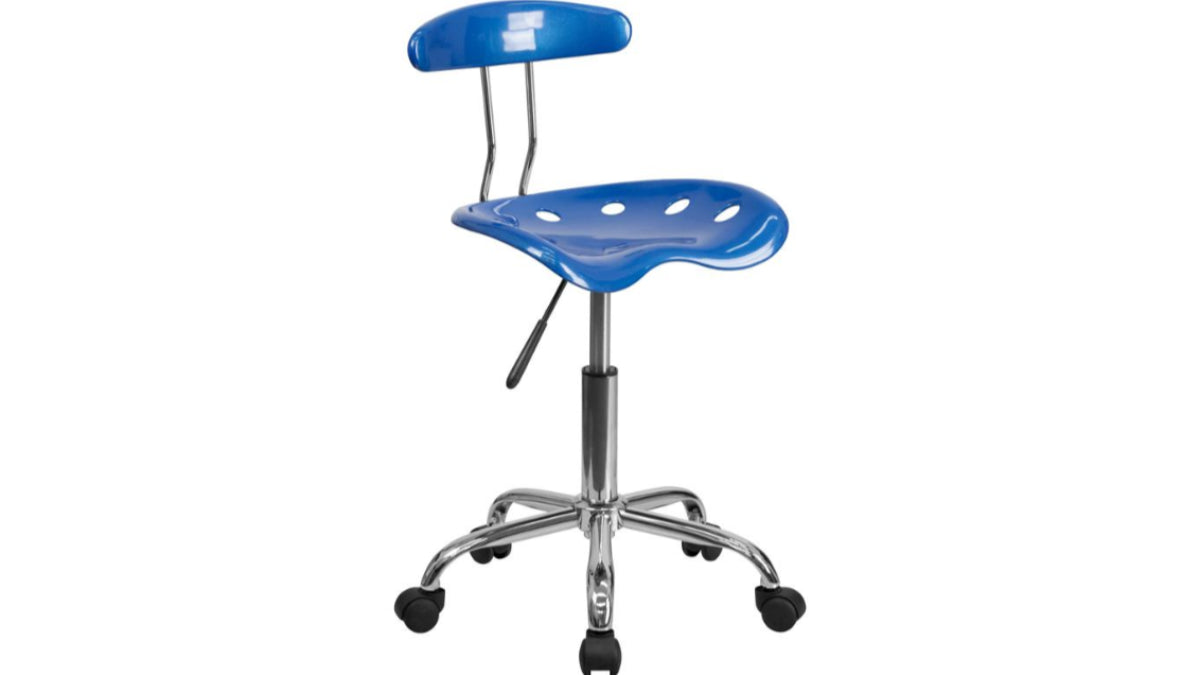 Skyline Decor Chrome Swivel Task Office Chair Bright Blue