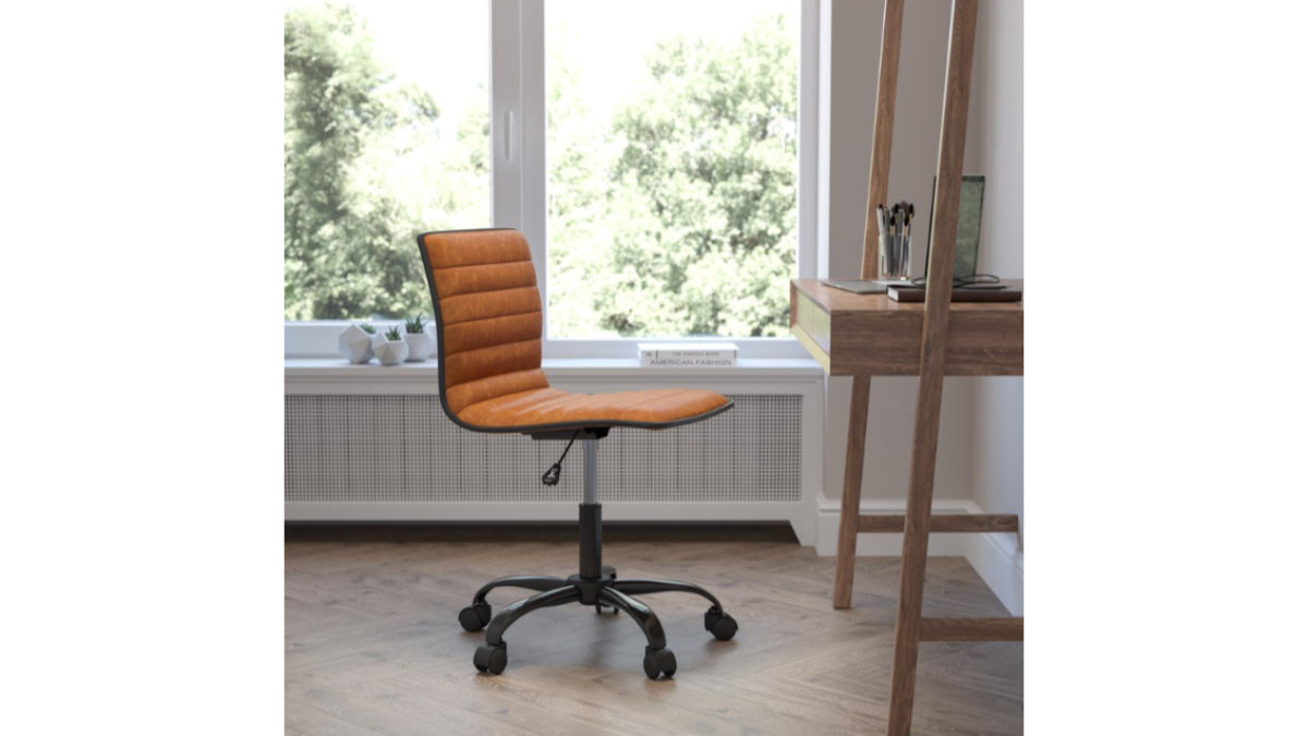 Skyline Decor Low Back Designer Armless Chair Brown