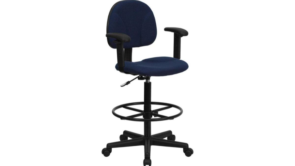 Skyline Decor Drafting Chair: Adjustable Arms Navy Blue