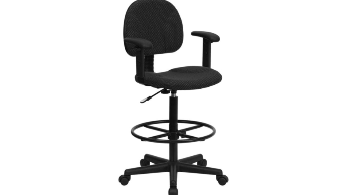 Skyline Decor Drafting Chair: Adjustable Arms Black