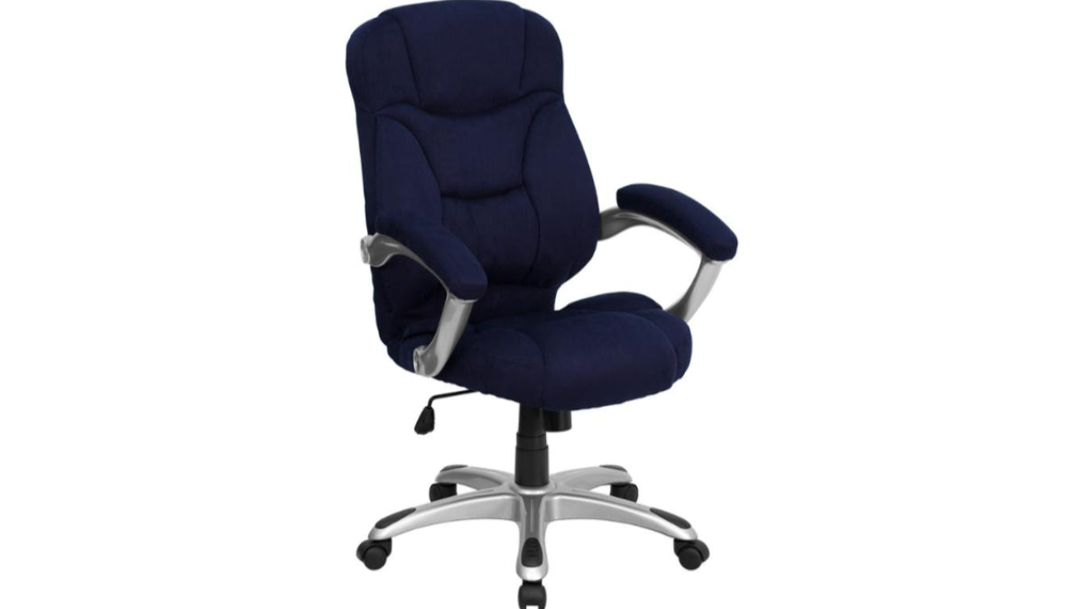 Skyline Decor High Back Contemporary Executive: Swivel Office Chair Navy Blue