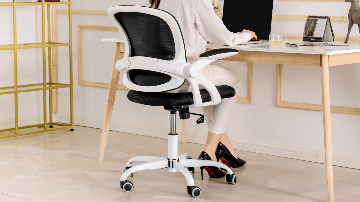 KERDOM FelixKing Vertical Mesh Task Chair: Flip-up Arms White