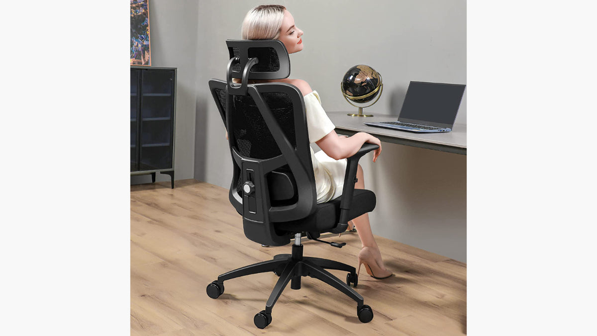 KERDOM Ergonomic Primy Office Chair: Adjustable Lumbar Support 2D Armrests