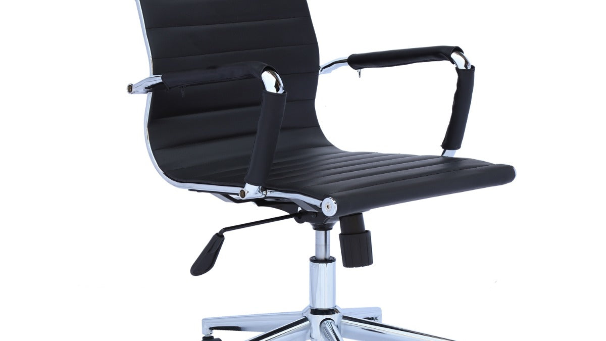 FM FURNITURE Brisbane Office Chair: Medium back rev chair Black Wengue