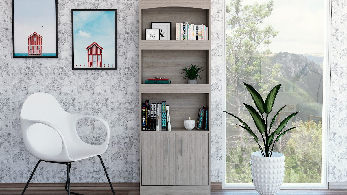 FM FURNITURE Durango Bookcase: 70.8" Inch High bookcase Light Gray