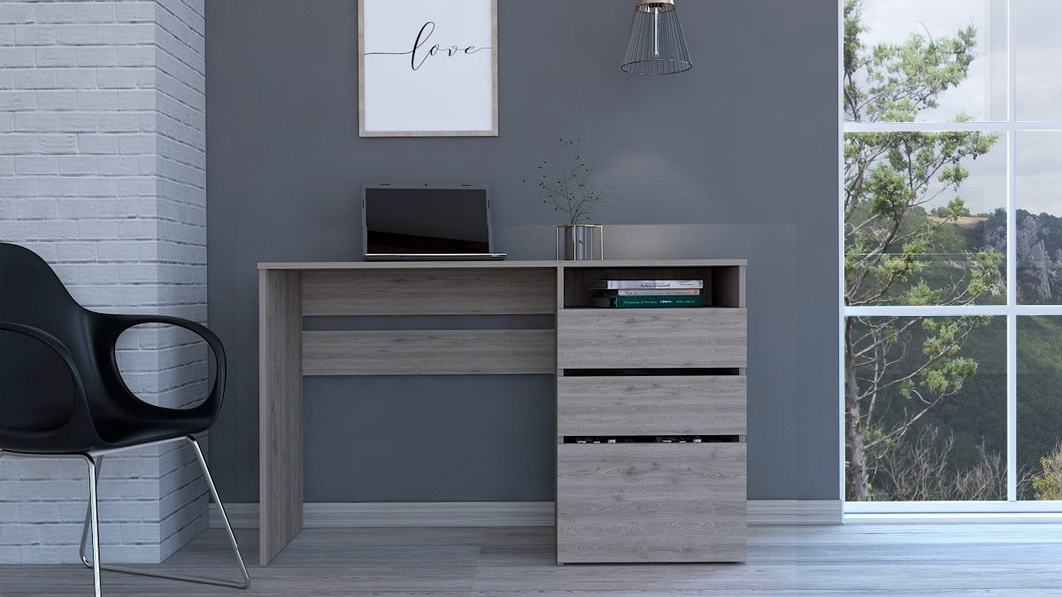 FM FURNITURE Louisiana computer Desk: with three drawers Light Gray