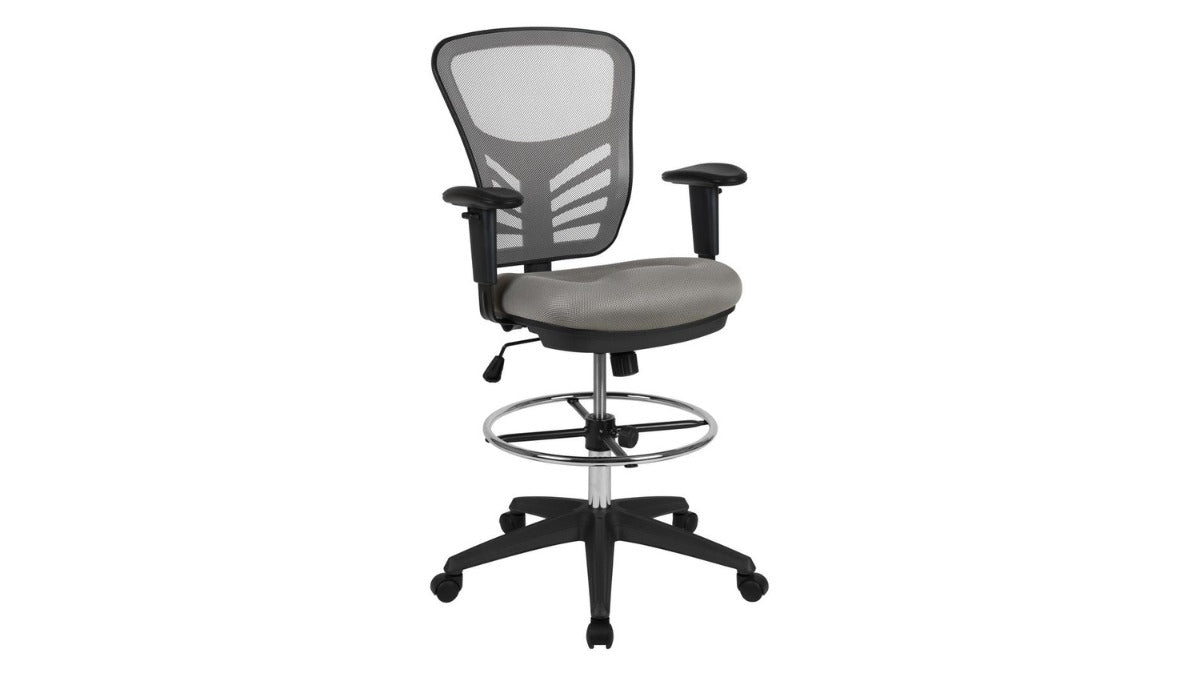 Skyline Decor Mesh Ergonomic Drafting Chair Black