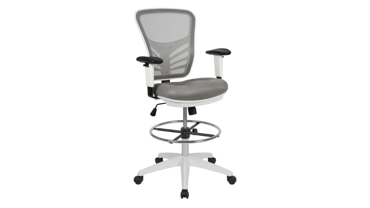 Skyline Decor Mesh Ergonomic Drafting Chair Grey