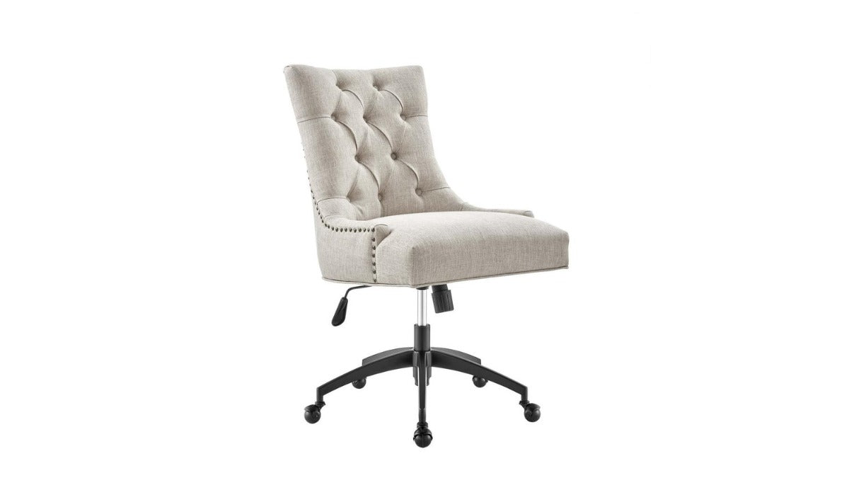 Trio Supply House Regent Tufted Fabric Office Chair Beige