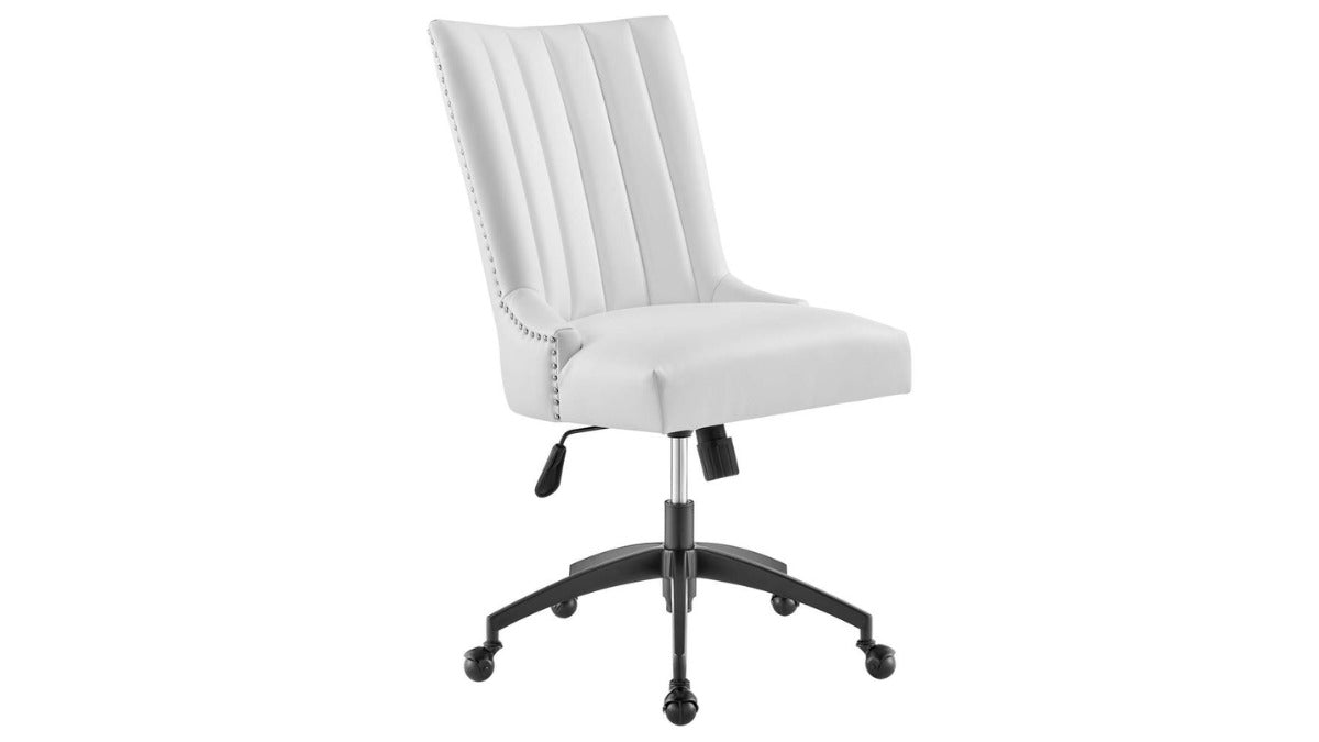 Trio Supply House Empower Channel Tufted Vegan Leather Chair WHITE
