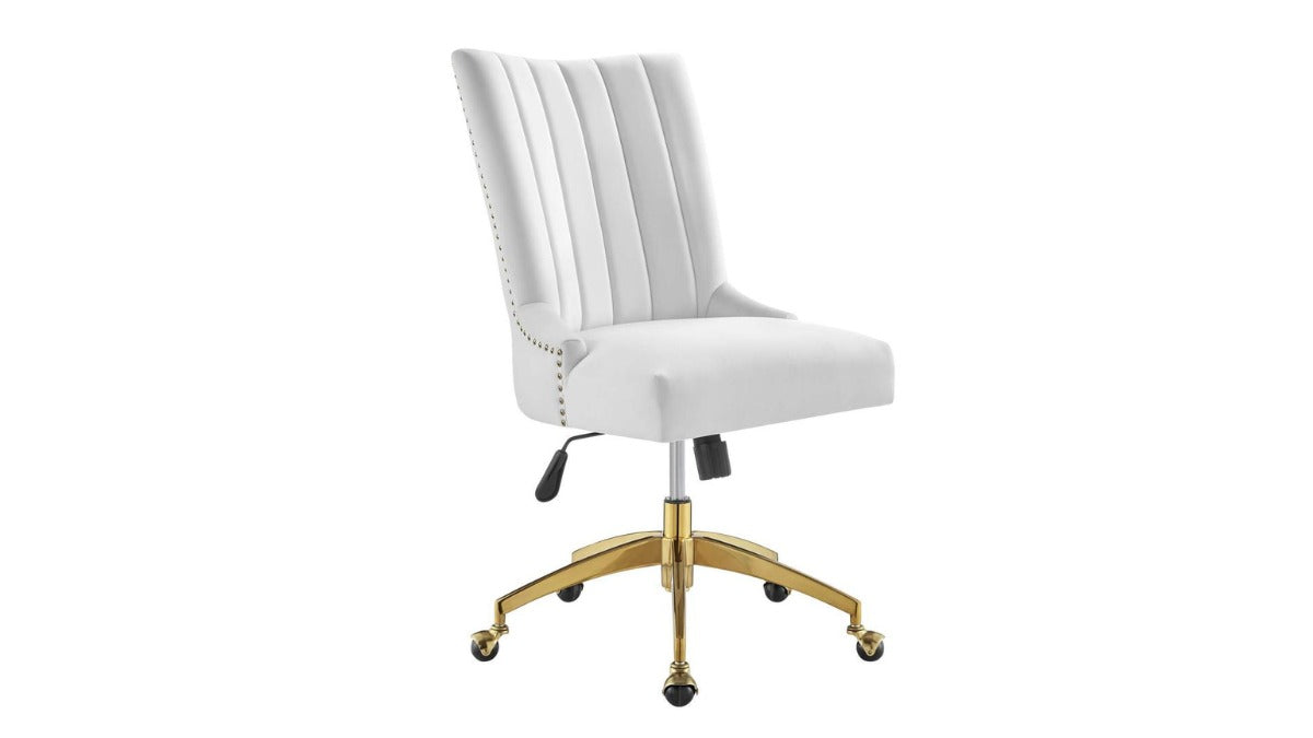 Trio Supply House Tufted Perfor0mance Velvet Office Chair White