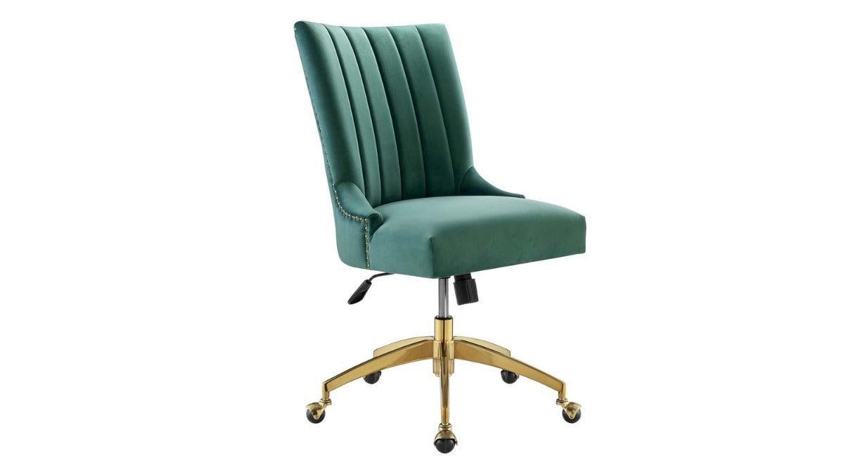 Trio Supply House Tufted Perfor0mance Velvet Office Chair Teal